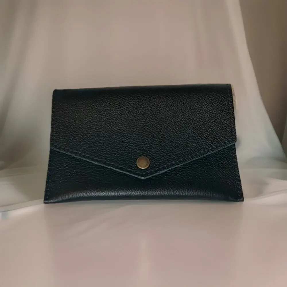 Portland Leather Goods Envelope Wallet Full Pebbled Leather Black Discontinued - Picture 1 of 3
